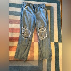 American Eagle distressed wide leg jeans